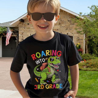 Roaring into 3rd Grade Dinosaur – Fun Back School T Shirt