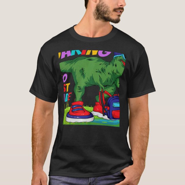Roaring into First Grade Dinosaur Rex Back to Scho T Shirt (Framsida)