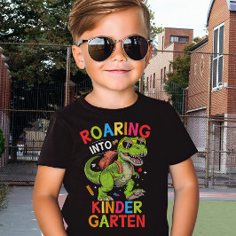 Roaring into Kindergarten Dinosaur – School T Shirt