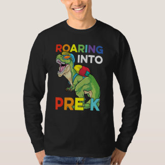 Roaring Into Pre K Back To School Dinosaur Kids Bo T Shirt