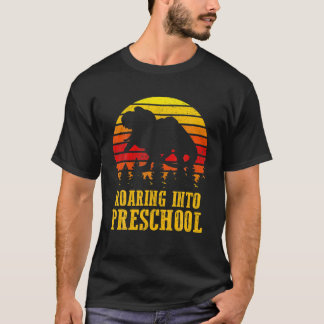 Roaring Into Preschool Dinosaur Teacher Pre K Back T Shirt