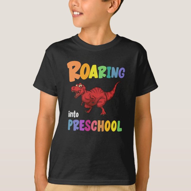 Roaring Into Preschool T Shirt (Framsida)