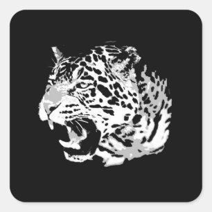 Roaring Jaguar Square Stickers Fyrkantigt Klistermärke
