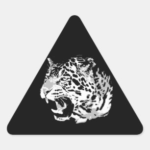 Roaring Jaguar Triangle Sticker Triangelformat Klistermärke