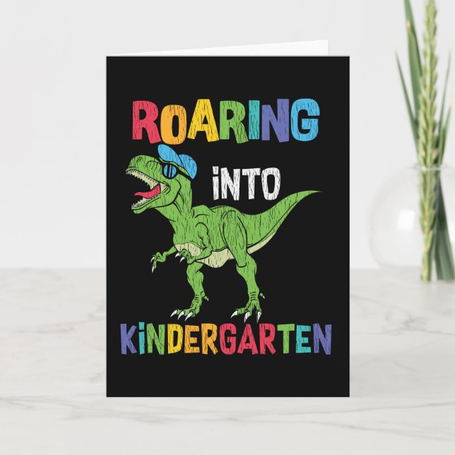 Roaring Kindergarten Back School T rex Dinosaur Kort (Framsida)