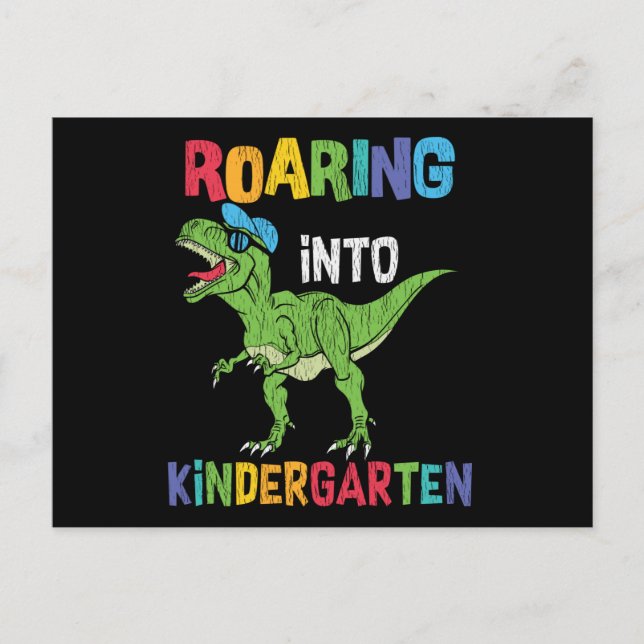 Roaring Kindergarten Back School T rex Dinosaur Vykort (Framsida)