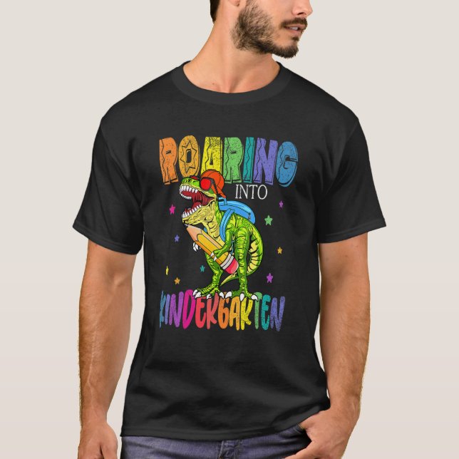 Roaring Kindergarten Dinosaur Rex Back to school B T Shirt (Framsida)