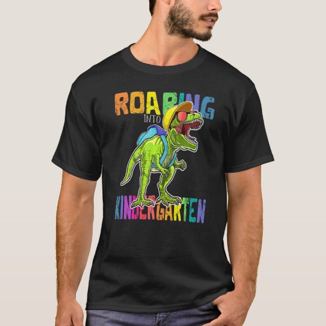 Roaring Kindergarten Dinosaur Rex Back to school T Shirt (Framsida)