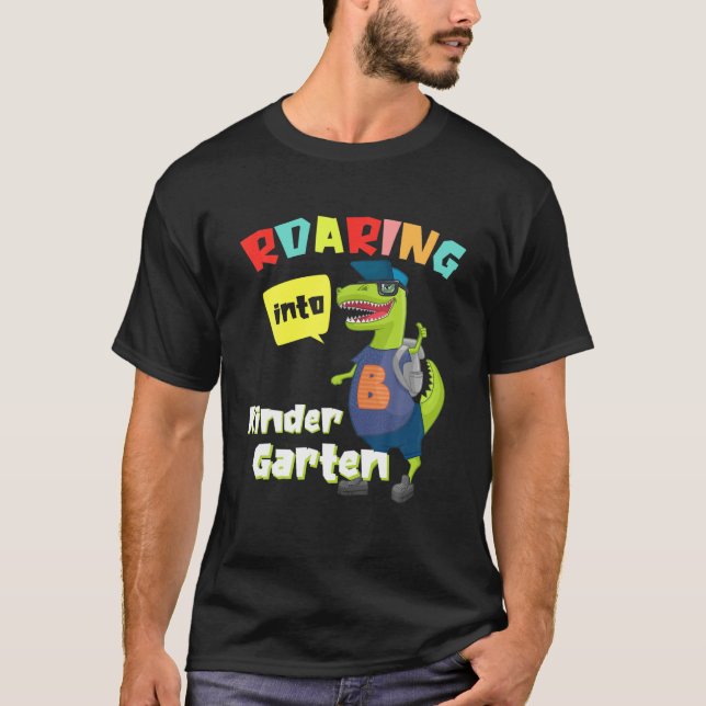 Roaring Kindergarten Dinosaur T Rex Back to school Shirt (Framsida)
