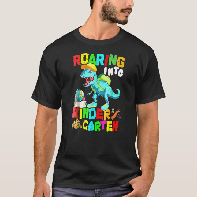 Roaring Kindergarten Dinosaur T Rex Back to school Shirt (Framsida)