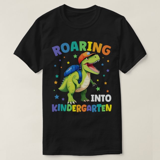 Roaring Kindergarten Dinosaur T Rex Back to school T Shirt (Design framsida)