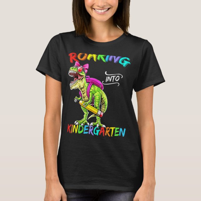 Roaring Kindergarten Dinosaur T Rex Back to school T Shirt (Framsida)