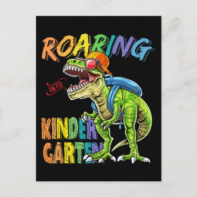 Roaring Kindergarten Dinosaur T-Rex Back to school Vykort (Framsida)
