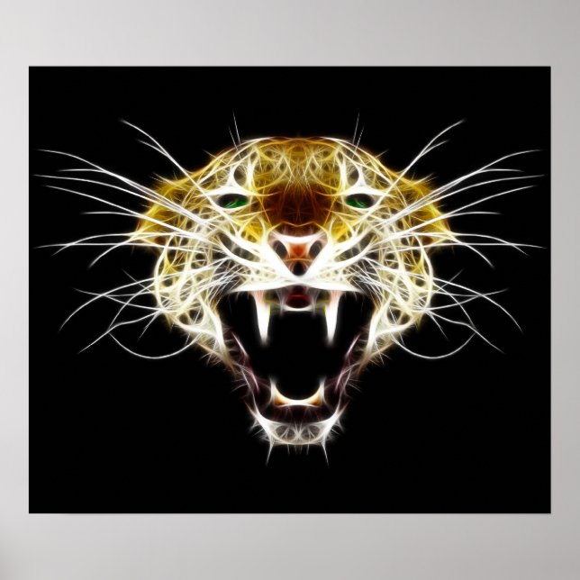 Roaring Leopard Head Cat Poster (Framsidan)