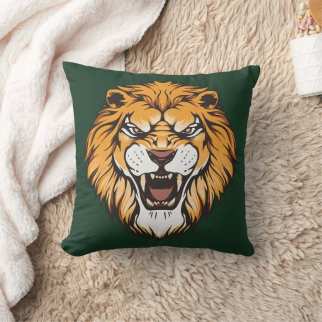 Roaring Lion Face Decorative Pillow Kudde (Filt)
