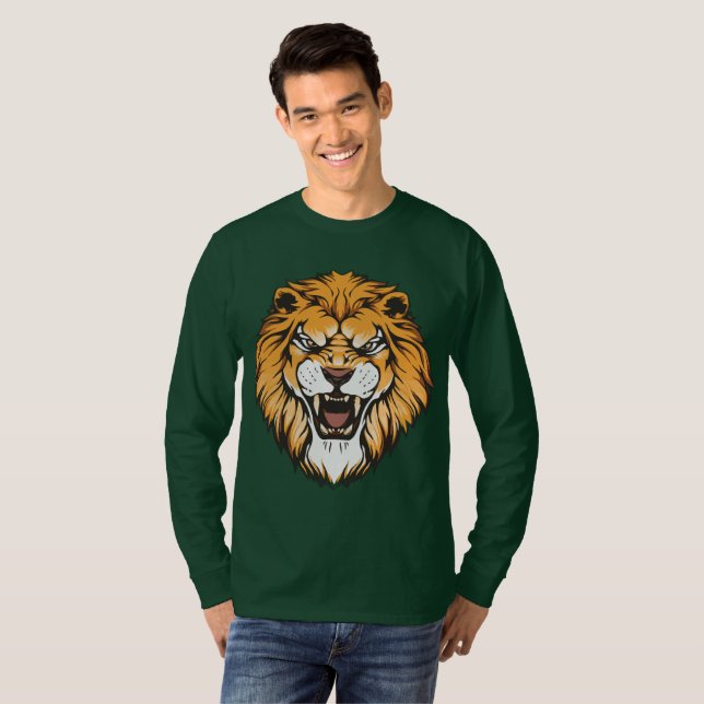 Roaring Lion Graphic Long Sleeve Shirt T Shirt (Hel framsida)