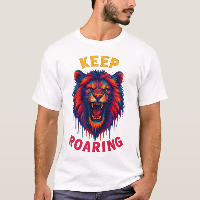 Roaring Lion T-shirt – Wild Jungle Animal Graphic (Framsida)