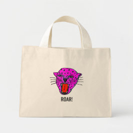 Roaring Panther Tote Bag - Fet Pop Art Stil Mini Tygkasse