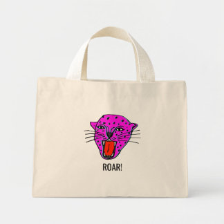 Roaring Panther Tote Bag - Fet Pop Art Stil Mini Tygkasse