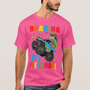 Roaring Preschool Dinosaur Monster Lastbil tillbak T Shirt