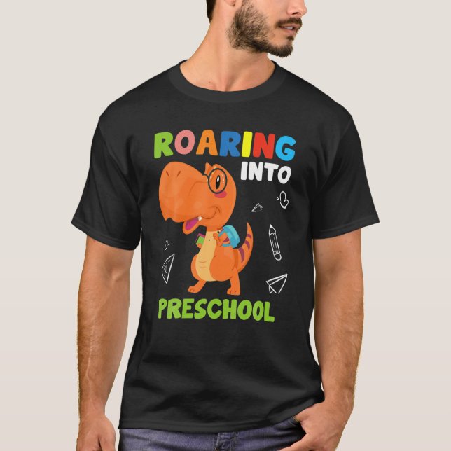 Roaring Preschool Dinosaur T Rex Back to school Bo Shirt (Framsida)