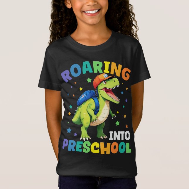 Roaring Preschool Dinosaur T Rex Back to school Shirt (Framsida)