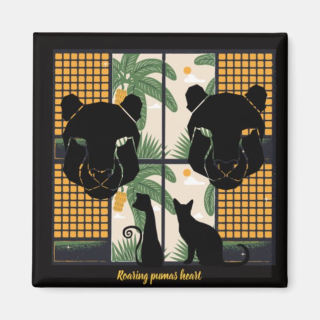 Roaring Puma Hearts Magnet (Framsidan)