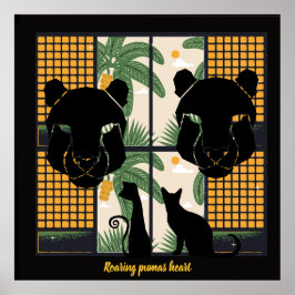 Roaring Puma Hearts Poster