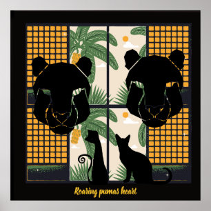 Roaring Puma Hearts Poster