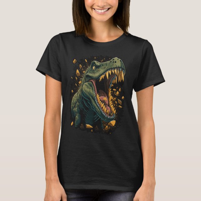 Roaring Rex Tyrannosaurus Rex Dinosaur Head T Shirt (Framsida)