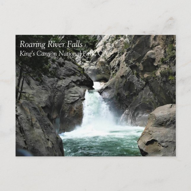 Roaring River Falls, Kung Canyon, CA Postcard Vykort (Framsida)