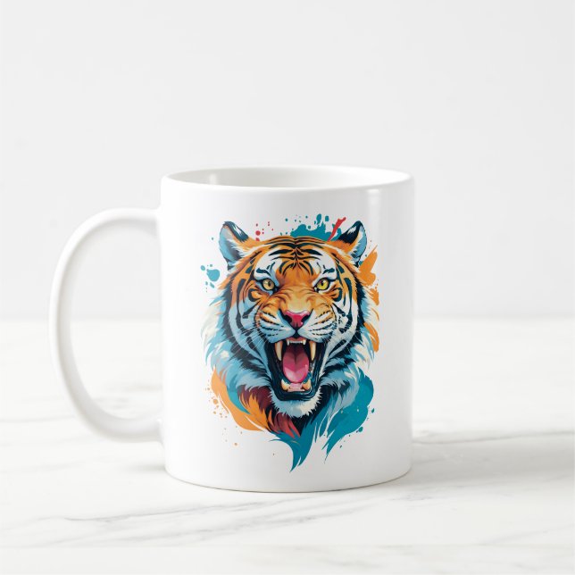 Roaring Tiger Ansikte Kaffemugg (Vänster)