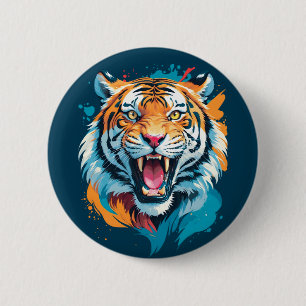 Roaring Tiger Ansikte Knapp