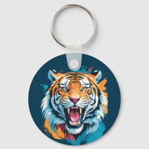 Roaring Tiger Ansikte Nyckelring