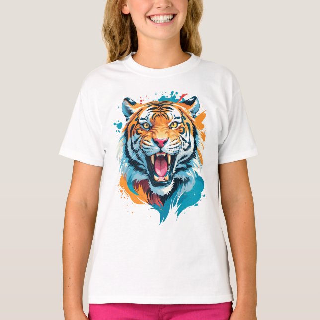 Roaring Tiger Ansikte T Shirt (Framsida)