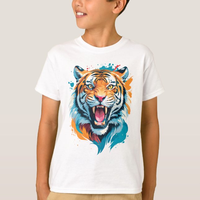 Roaring Tiger Ansikte T Shirt (Framsida)