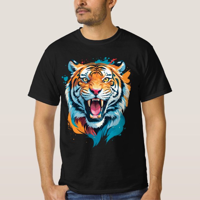Roaring Tiger Ansikte T Shirt (Framsida)
