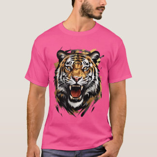 Roaring Tiger Ansikte Vector Illustration T Shirt
