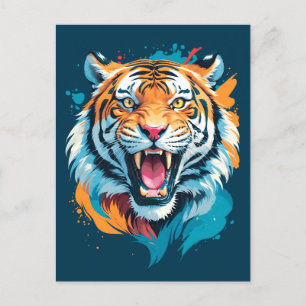 Roaring Tiger Ansikte Vykort