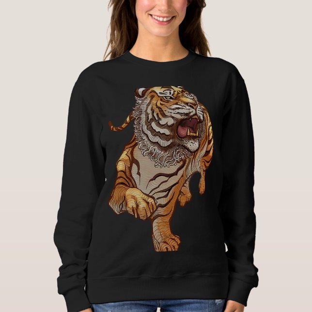 Roaring Tiger Fierce och Powerful T Shirt (Framsida)
