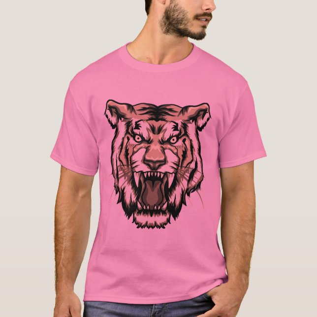 Roaring Tiger Head T Shirt Tattoo Mönster (Framsida)