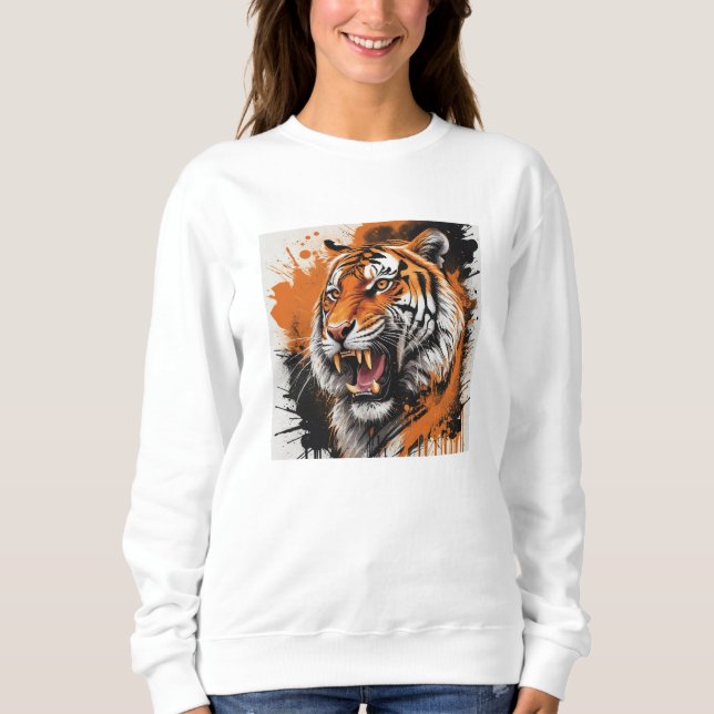 Roaring Tiger Hoodie T Shirt (Framsida)