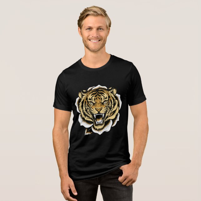 Roaring Tiger Illustration Design T Shirt (Framsida Full)