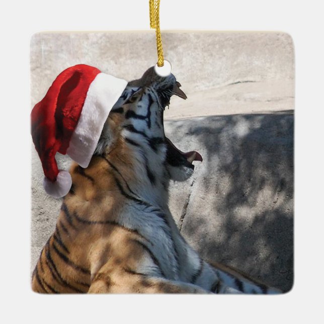 Roaring Tiger Jultomten Julgransprydnad Keramik (Framsida)