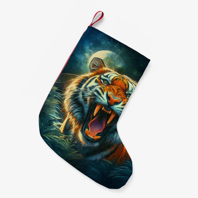 Roaring Tiger Moonlit Jungle Liten Julstrumpa (Framsidan (Hängande))