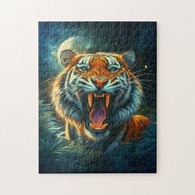 Roaring Tiger Moonlit Jungle Pussel (Vertikal)