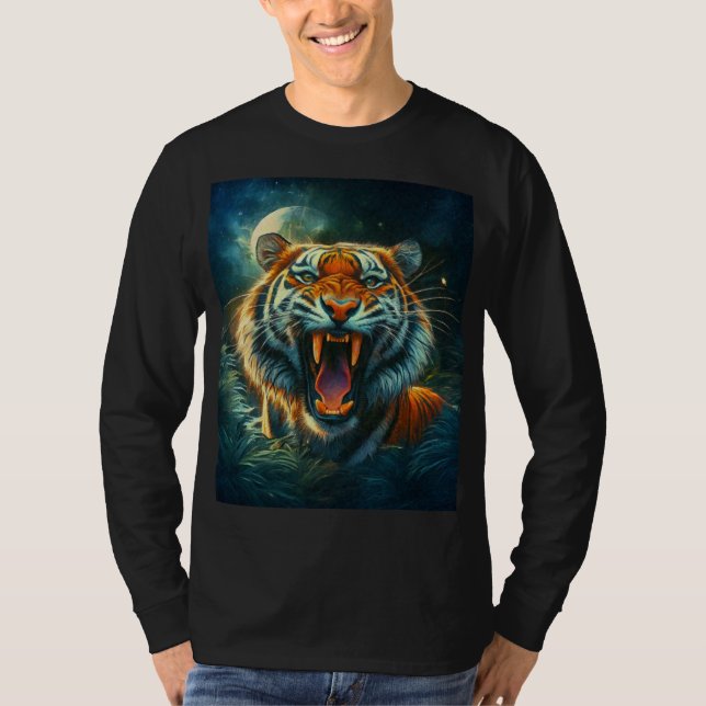Roaring Tiger Moonlit Jungle T Shirt (Framsida)