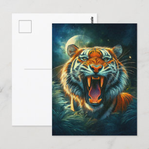 Roaring Tiger Moonlit Jungle Vykort