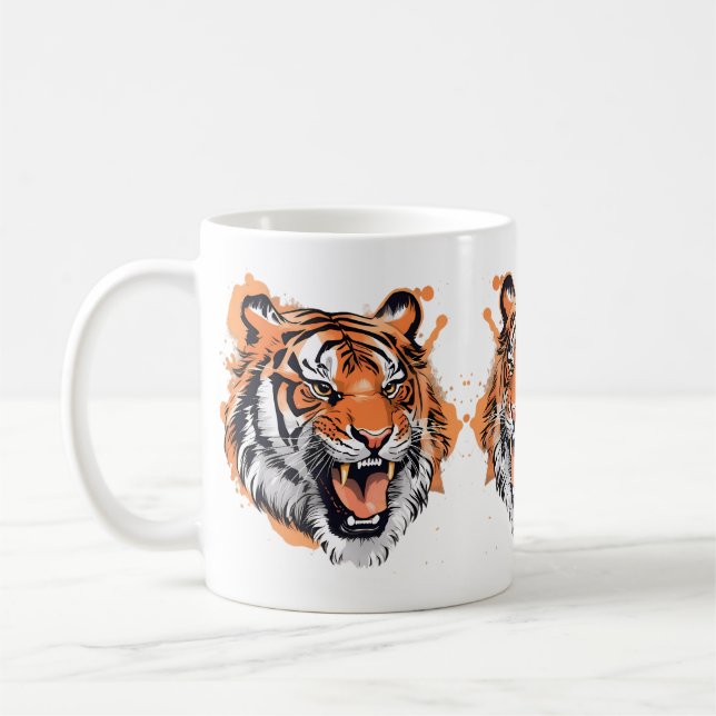 Roaring Tiger Porträtt. Kaffemugg (Vänster)