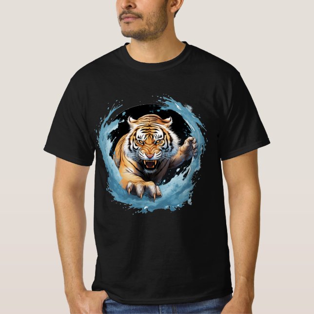 Roaring Tiger T-shirt in blue vatten (Framsida)